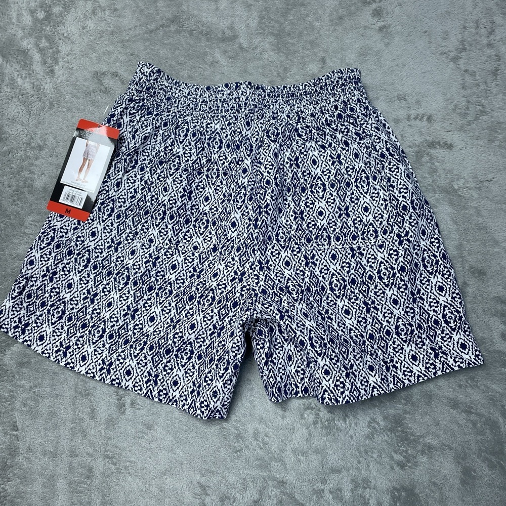Briggs Women's M Casual Shorts Blue Print Linen Blend H0556 - Picture 3 of 6